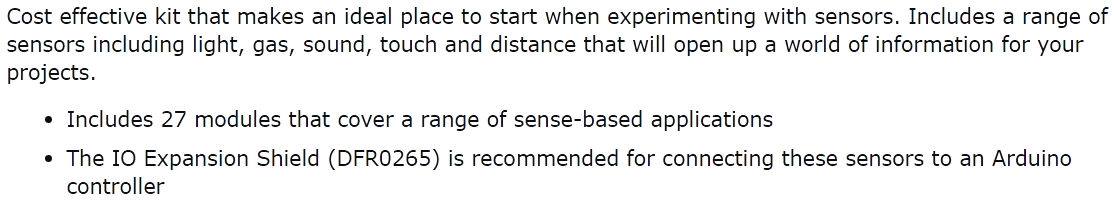 קיט פיתוח לאלקטרוניקה DFROBOT KIT0011 GRAVITY SENSOR KIT FOR ARDUINO TEXT